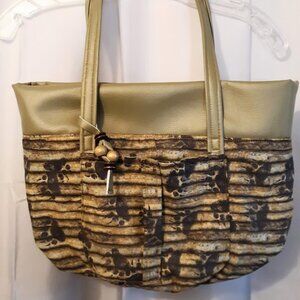 New Pleather Vinyl Western Bear paws Shoulder bag Purse Green Brown Southwestern